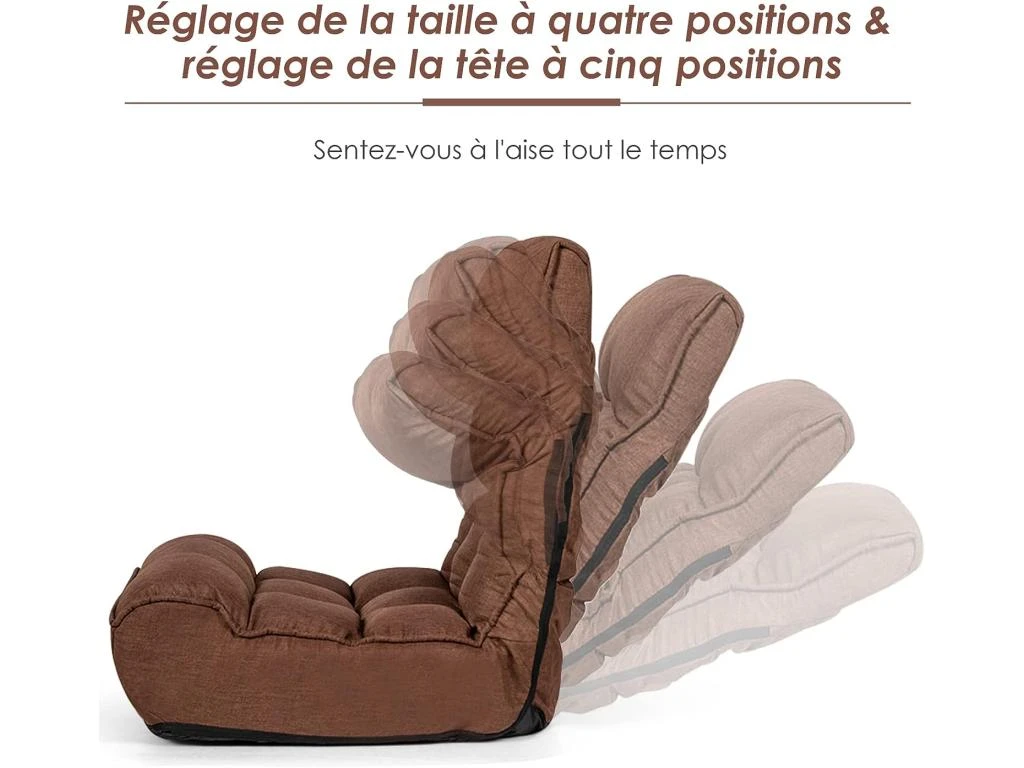 Chaise Pliable De Sol Relax - Dossier à 4 Position Réglable 90°-150° – Image 3