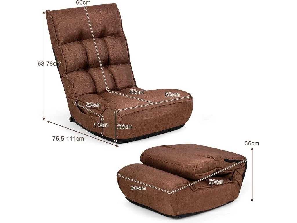 Chaise Pliable De Sol Relax - Dossier à 4 Position Réglable 90°-150° – Image 5