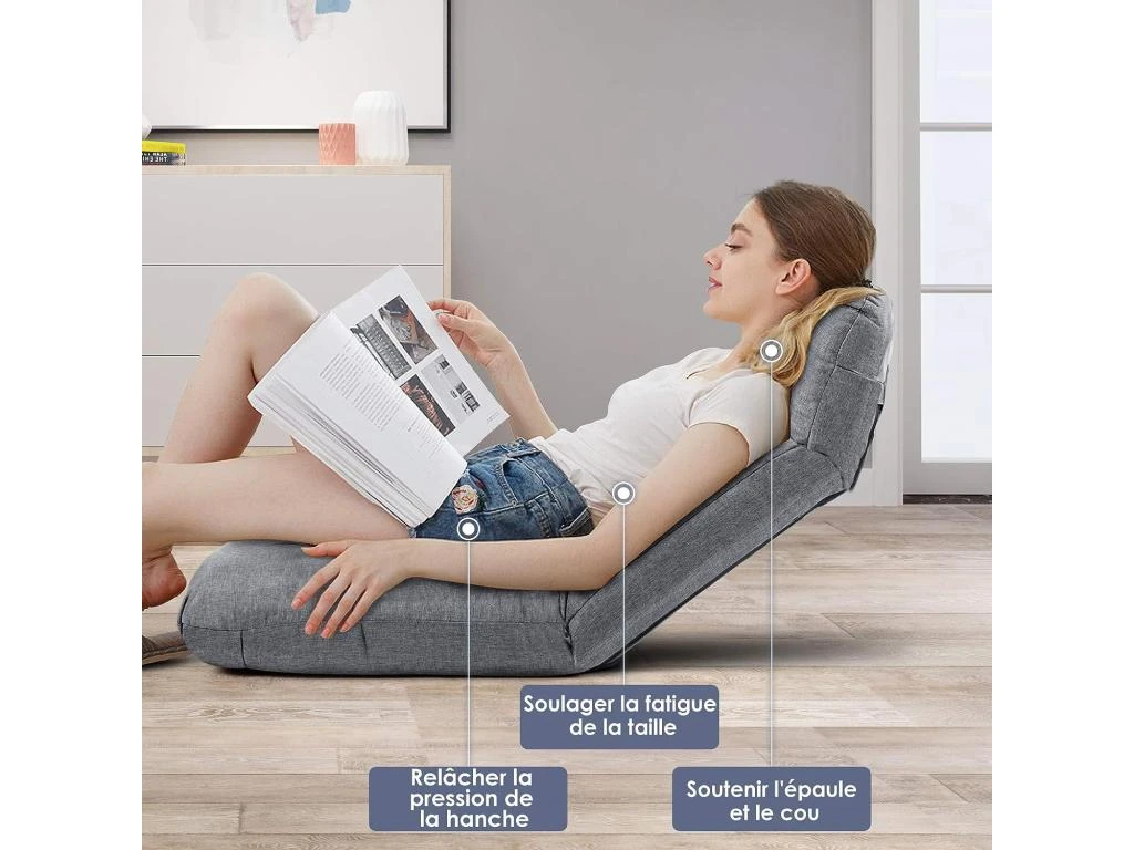 Canapé Paresseux Sur Plancher Avec Dossier à Angle Ajustable Sur 5 Positions Pliable – Image 4