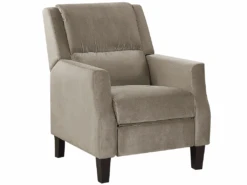Fauteuil De Relaxation En Velours Beige Taupe EGERSUND