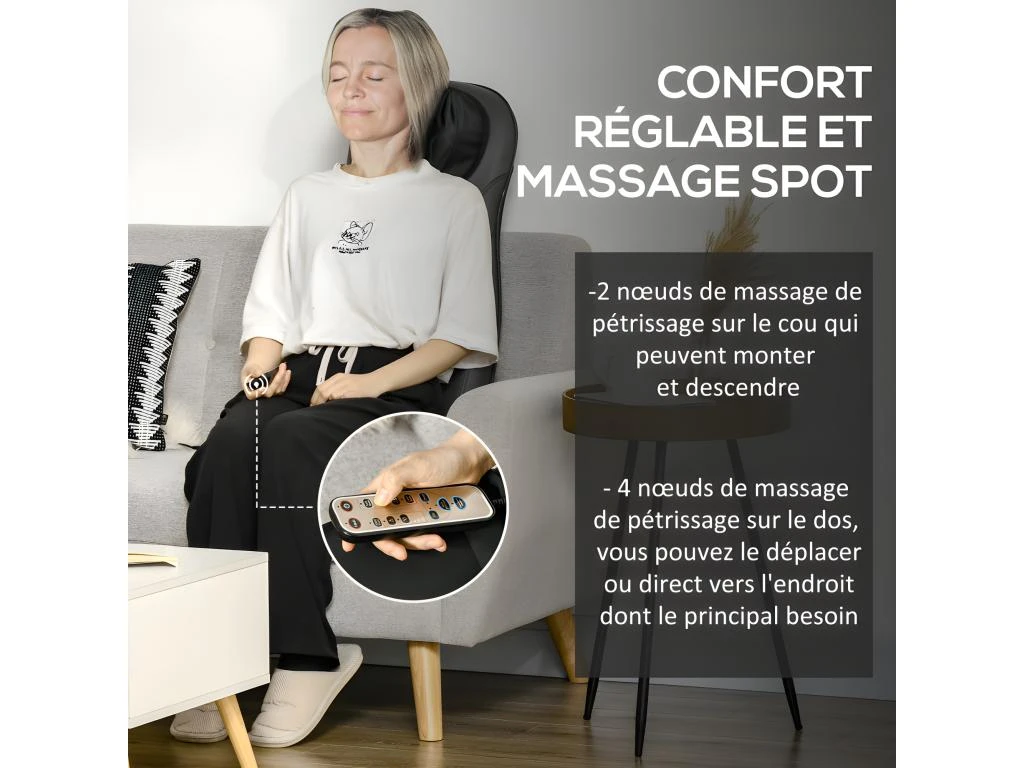 Siège Massant Chauffant Shiatsu ELINE Gris Et Noir – Image 5