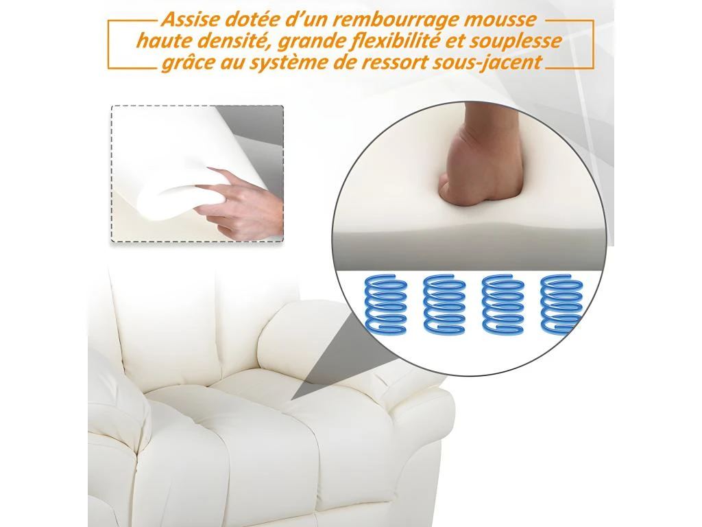 Fauteuil De Relaxation Releveur Boston Avec Repose-Pieds Crème – Image 5