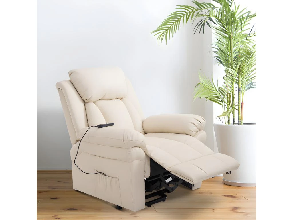 Fauteuil De Relaxation Releveur Boston Avec Repose-Pieds Crème – Image 8