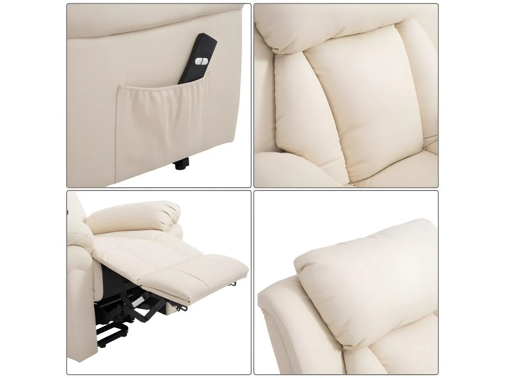 Fauteuil De Relaxation Releveur Boston Avec Repose-Pieds Crème – Image 9