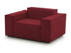 Chaise Longue Dciurri, Chaise Longue, 100% Made In Italy, Fauteuil Relax En Tissu Rembourré, Cm 140x95h70, Rouge