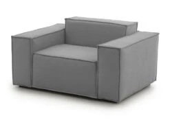 Chaise Longue Emanuela, Chaise Longue, 100% Made In Italy, Fauteuil Relax En Tissu Rembourré, Cm 140x95h70, Gris