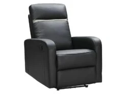 Fauteuil Relax électrique En Cuir ABERDEEN - Noir Et Bande Anthracite