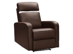 Fauteuil Relax électrique En Cuir ABERDEEN - Marron Et Bande Ivoire