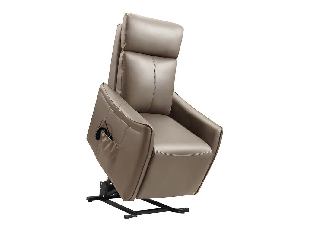 Fauteuil Releveur électrique En Cuir Marron PITALI – Image 7
