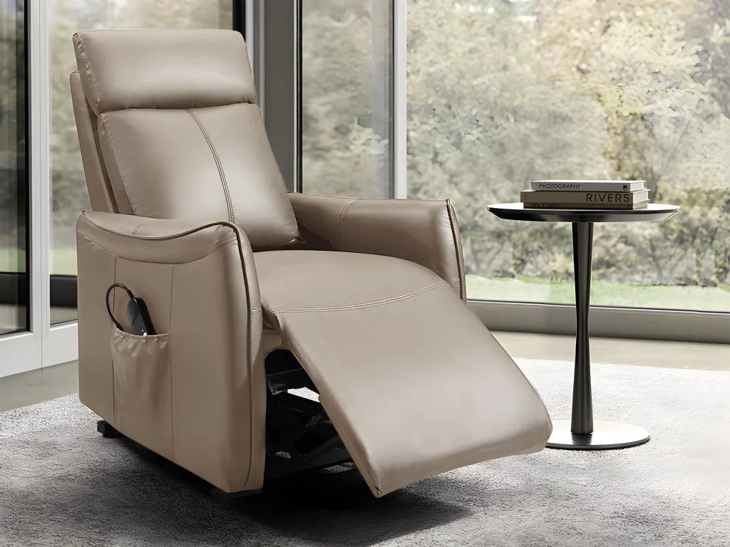 Fauteuil Releveur électrique En Cuir Marron PITALI