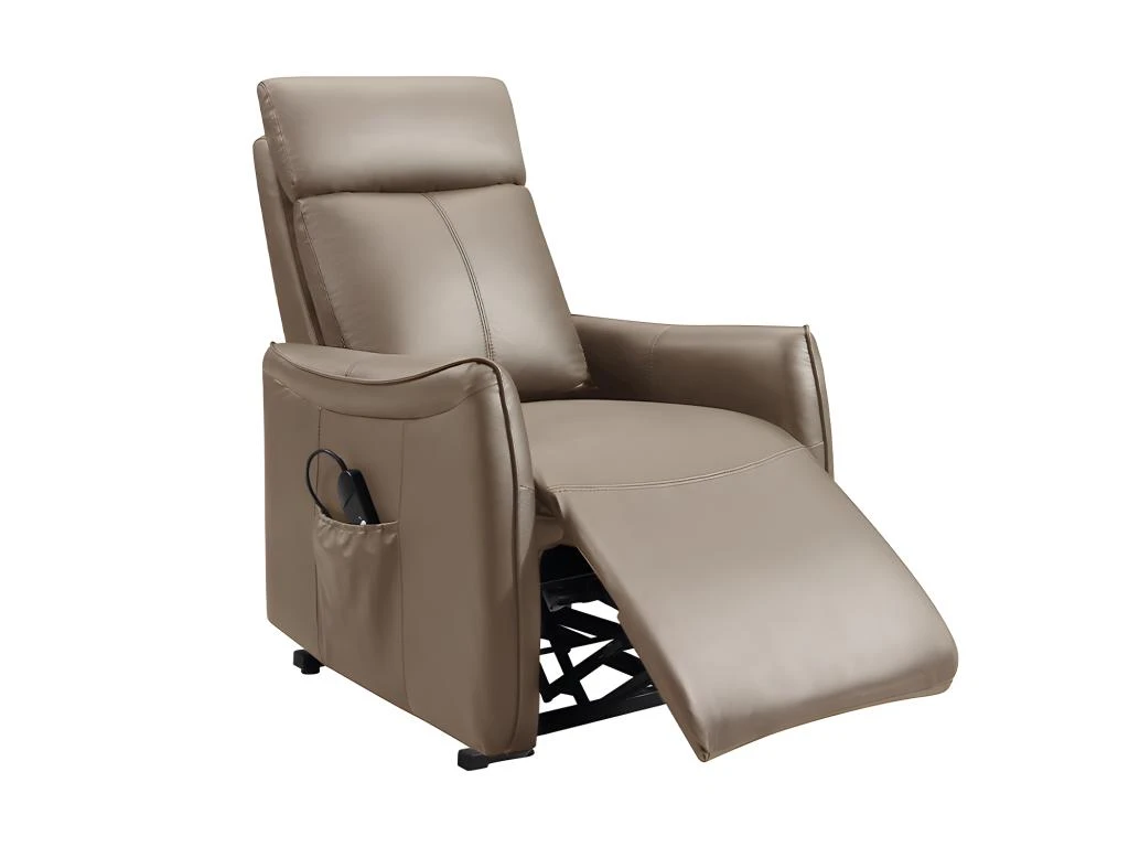 Fauteuil Releveur électrique En Cuir Marron PITALI – Image 5
