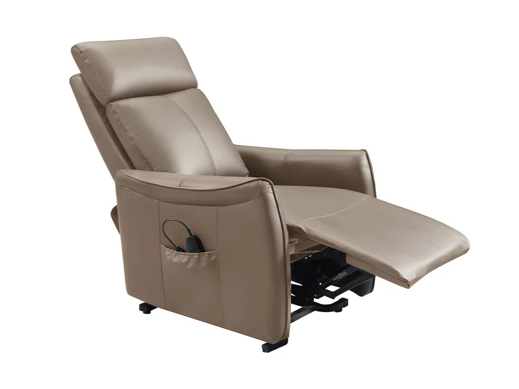 Fauteuil Releveur électrique En Cuir Marron PITALI – Image 4
