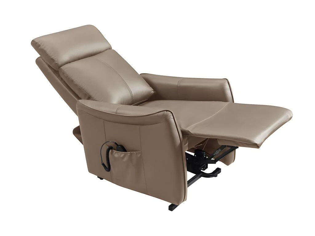 Fauteuil Releveur électrique En Cuir Marron PITALI – Image 3