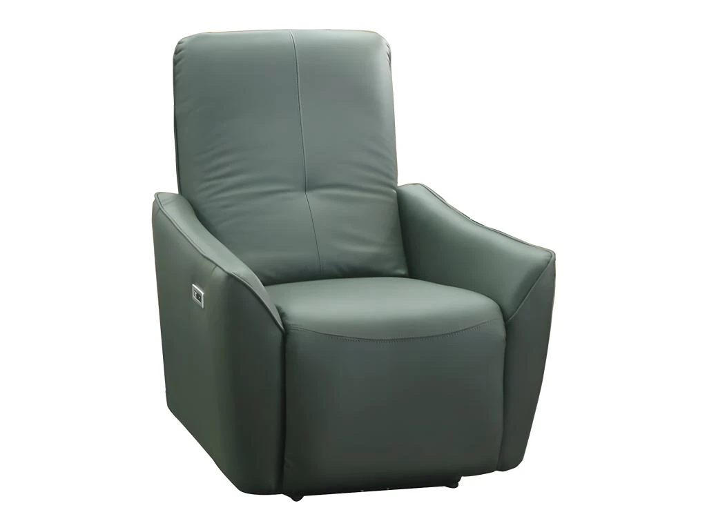 Fauteuil Relax électrique En Tissu Effet Cuir Vert Foncé TAODA – Image 2