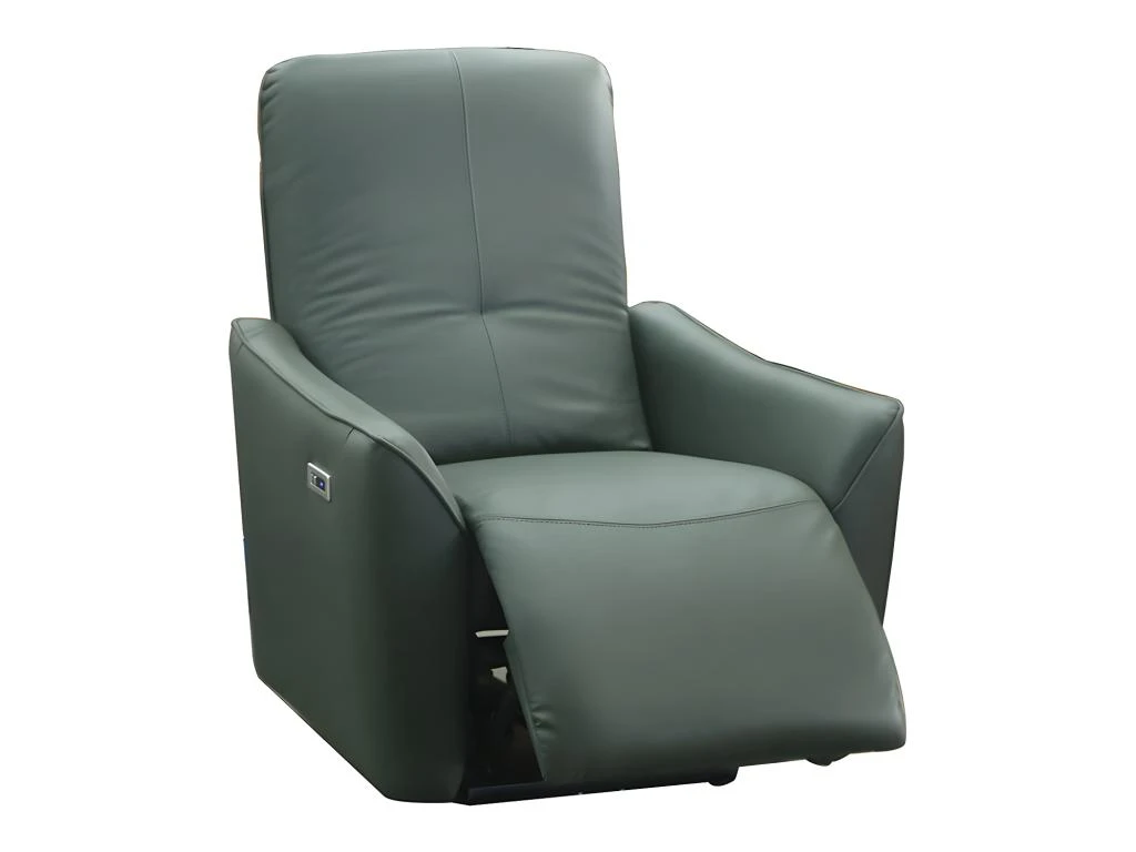Fauteuil Relax électrique En Tissu Effet Cuir Vert Foncé TAODA – Image 6