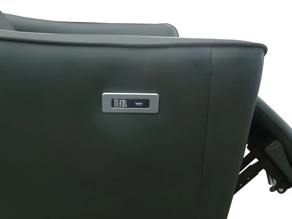 Fauteuil Relax électrique En Tissu Effet Cuir Vert Foncé TAODA – Image 3