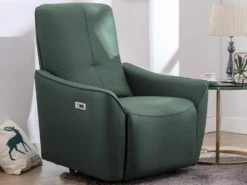 Fauteuil Relax électrique En Tissu Effet Cuir Vert Foncé TAODA