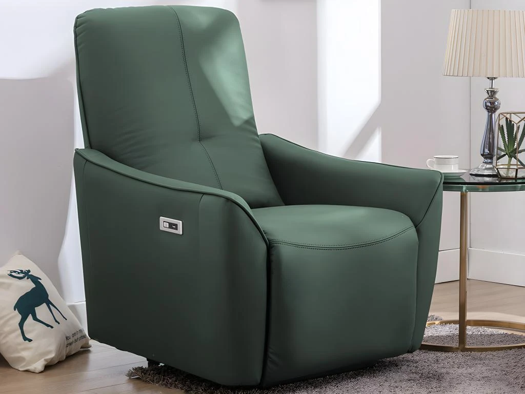 Fauteuil Relax électrique En Tissu Effet Cuir Vert Foncé TAODA