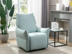 Fauteuil Relax électrique En Tissu Bleu Clair MODOC