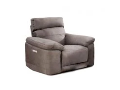 Fauteuil Relaxation Motorisé En Tissu Suédine Taupe Doux - CLARA