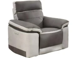 Fauteuil Relaxation Motorisé En Tissu Suédine Bicolore Taupe - CLARA