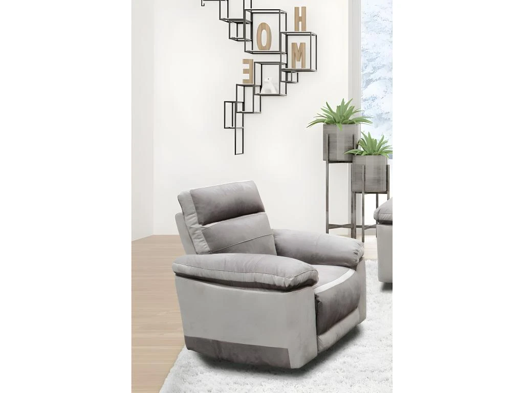 Fauteuil Relaxation Motorisé En Tissu Suédine Bicolore Taupe - CLARA – Image 2