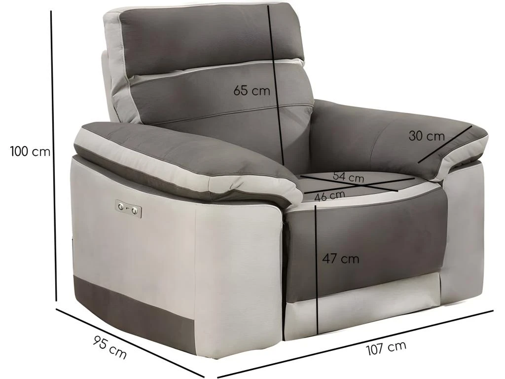 Fauteuil Relaxation Motorisé En Tissu Suédine Bicolore Taupe - CLARA – Image 4