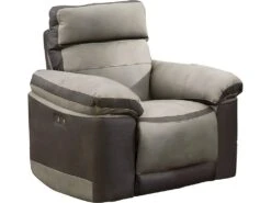Fauteuil Relaxation Motorisé En Tissu Suédine Bicolore Beige - CLARA