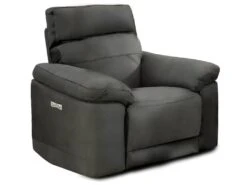 Fauteuil Relaxation Motorisé En Tissu Suédine Gris Anthracite - CLARA