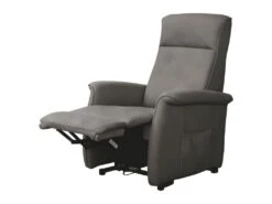 BARRENCE - Fauteuil Relax Et Releveur Electrique Tissu Aspect Cuir Marron Grisé