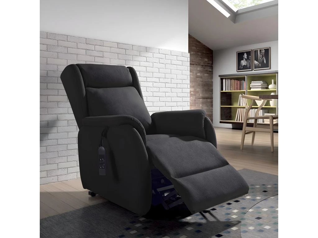 ZAMORA - Fauteuil Releveur Tissu Gris FoncĂ© â Image 2