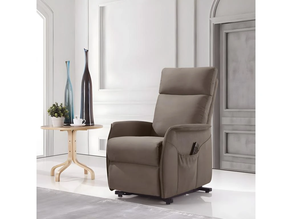 LISSONE - Fauteuil Relax Et Releveur Electrique Tissu Taupe – Image 3