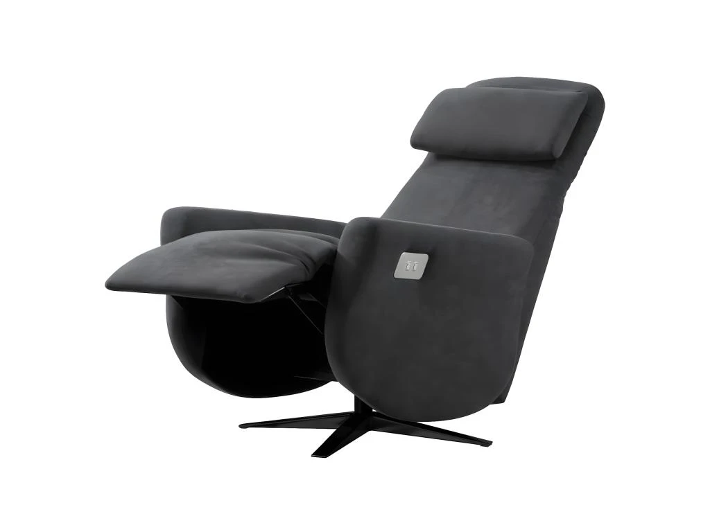 GALAXIE - Fauteuil Relax Electrique Tissu Gris Foncé