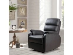 Fauteuil De Relaxation Inclinable Avec Repose-pied Ajustable Revêtement Synthétique Brun Foncé