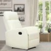 Fauteuil De Relaxation Inclinable 170° Avec Repose-pied Ajustable Revêtement Synthétique Crème