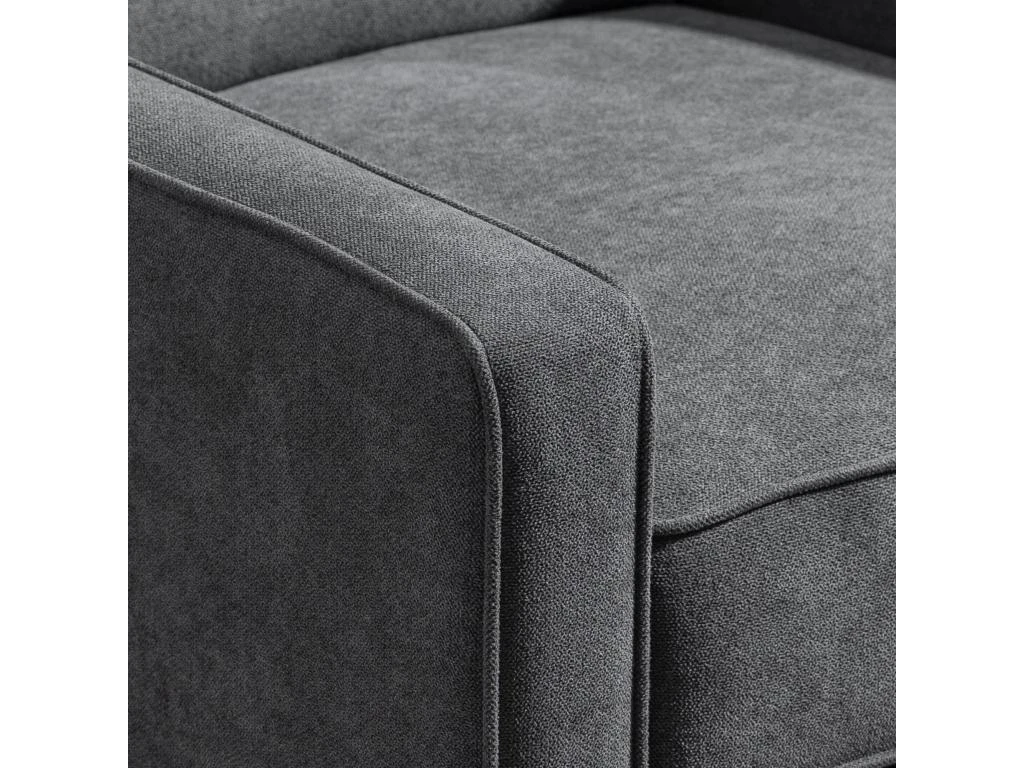 Fauteuil Inclinable Style Néo-rétro Dossier Capitonné 9 Boutons épais Garnissage Mousse Haute Densité Repose-pied Réglable Tissu Aspect Lin Gris – Image 5