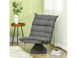 Fauteuil Relax Grand Confort Pivotant Inclinaison Réglable 5 Niv. épais Garnissage Mousse Haute Densité Tissu Velours Microfibre Gris