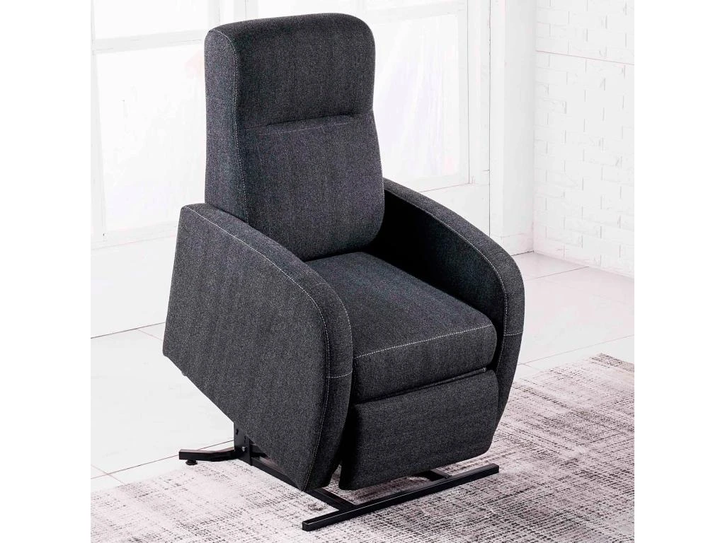Fauteuil Relax En Tissu Coloris Gris Anthracite - Largeur 70 X Profondeur 77 Cm – Image 2