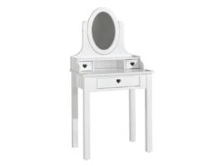MILADY - Coiffeuse 3 Tiroirs Blanche Avec Miroir Inclinable