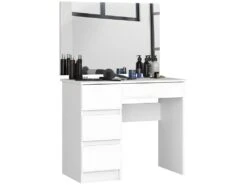 TILLY - Coiffeuse Style Moderne Chambre à Coucher - 142x90x50 - 4 Grands Tiroirs - Bureau