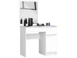 TOLIO - Coiffeuse Style Moderne Chambre à Coucher - 142x90x50 - 2 Tiroirs - Bureau