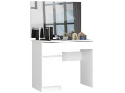 TOLIO - Coiffeuse Style Moderne Chambre à Coucher - 142x90x50 - 2 Tiroirs+miroir - Bureau