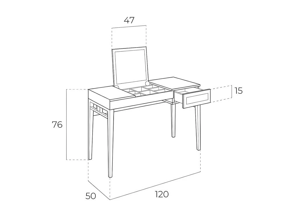 Coiffeuse Foggy En Bois Avec Miroir 7001 ANGEL CERDA â Image 5