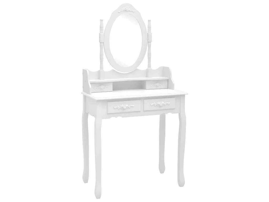 Ensemble De Coiffeuse Avec Tabouret 75 X 69 X 140cm Blanc 02_0006379 â Image 2