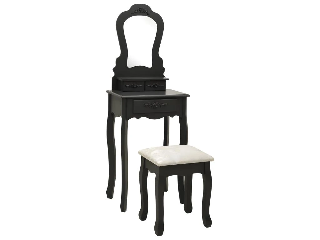 Coiffeuse Table De Maquillage Design Meuble Mobilier De Chambre Avec Tabouret 50 X 59 X 36 Cm Noir 02_0006331