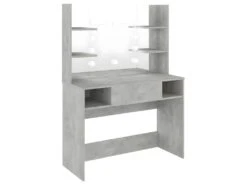 Coiffeuse Table De Maquillage Design Meuble Mobilier De Chambre éclairage Led 100 X 40 X 135 Cm MDF Gris Béton 02_0006399