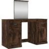 Coiffeuse Table De Maquillage Design Meuble Mobilier De Chambre Avec Miroir 130 X 50 X 132,5 Cm Chêne 02_0006416