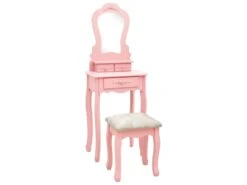 Ensemble De Coiffeuse Avec Tabouret 50 X 59 X 136 Cm Rose 02_0006226