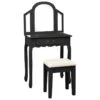 Coiffeuse Table De Maquillage Et Tabouret 65 X 36 X 128 Cm MDF Noir 02_0006273