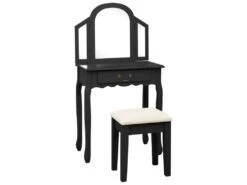Coiffeuse Table De Maquillage Et Tabouret 65 X 36 X 128 Cm MDF Noir 02_0006273